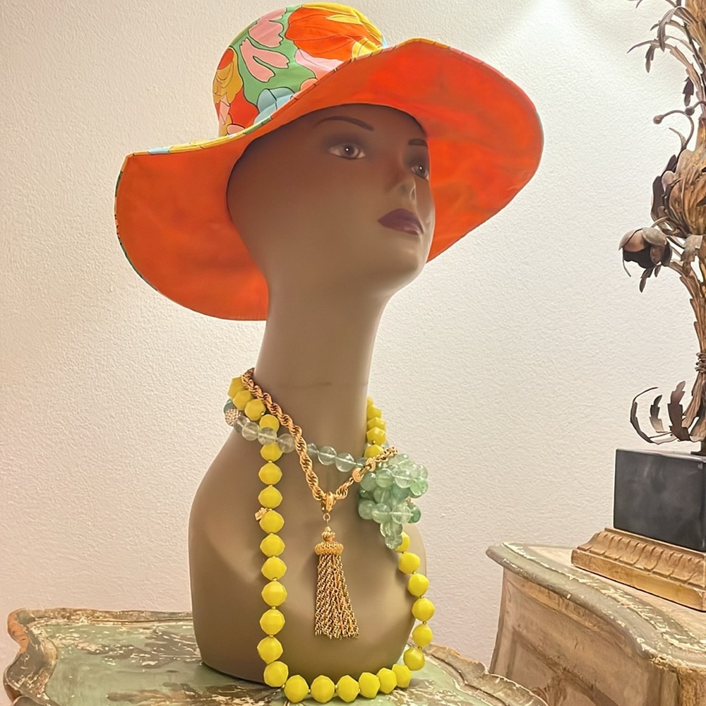 SUNHAT. Vintage mod patterned cotton hat. Made in Japan - Picture 3 of 12